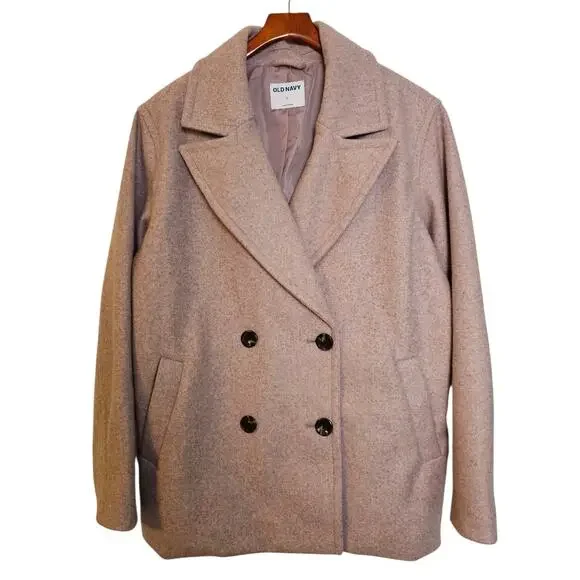 Old Navy Pink Heather Oversized Double-Breasted Classic Casual Pea Coat - Picture 3 of 10